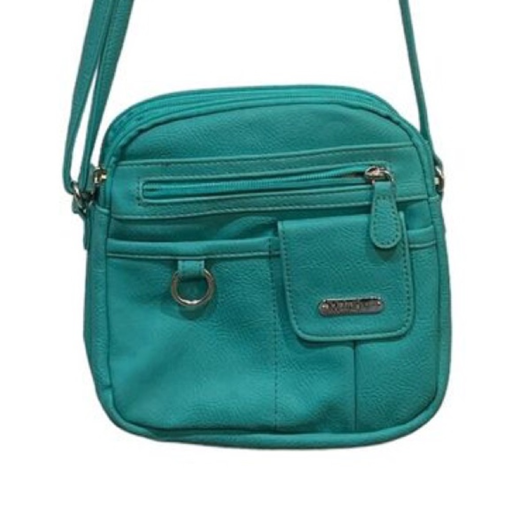 Teal/Turquoise MultiSac North South Mini Zip Around Crossbody Bag